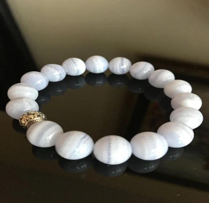 Blue Lace Agate Genuine Crystal Bracelet