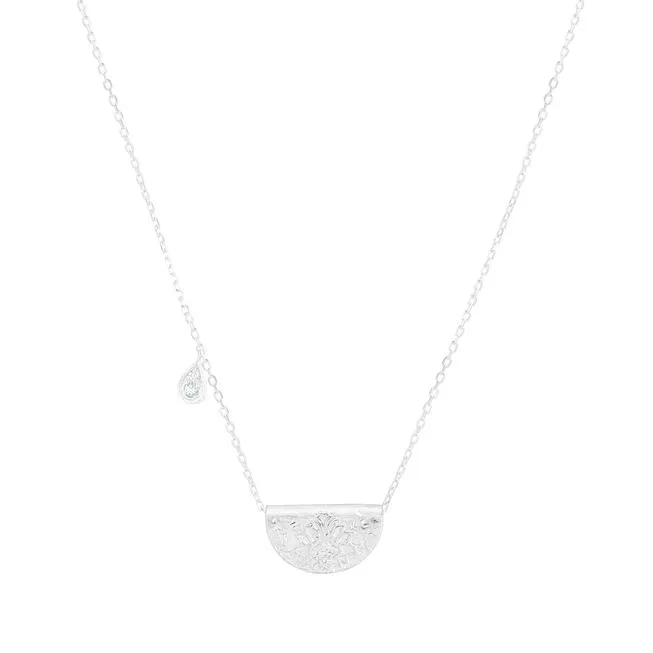 By Charlotte Lotus Birthstone Necklace (March), Silver