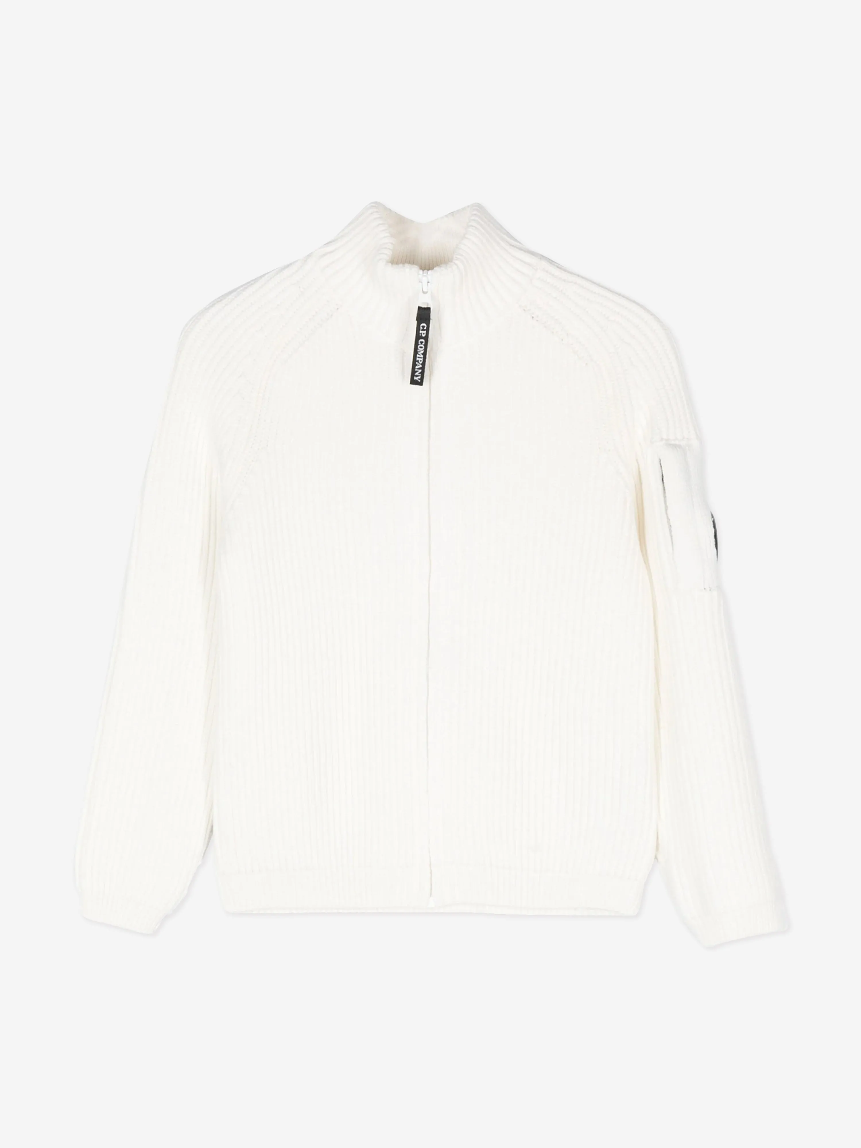 C.P. Company Boys Zip Up Knitted Top in Ivory