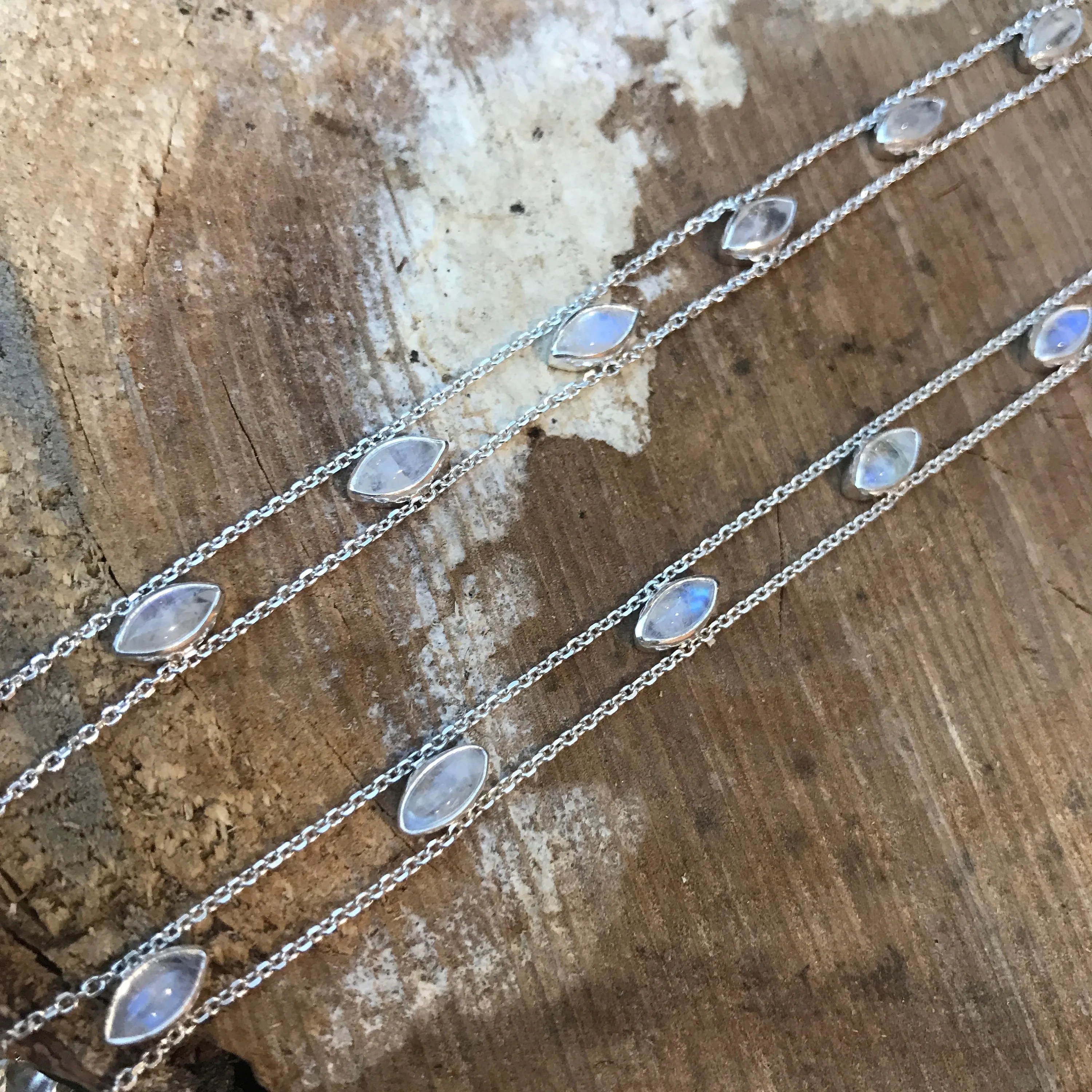 Maya Sterling Silver Rainbow Moonstone Choker