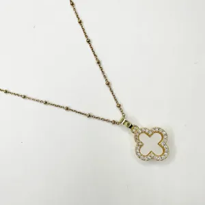 Pavé Mother of Pearl Clover Necklace