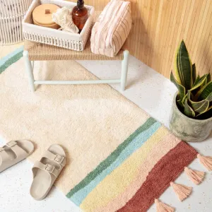 Peachy Parrot 100% Cotton Bath Mat Runner - Rainbow