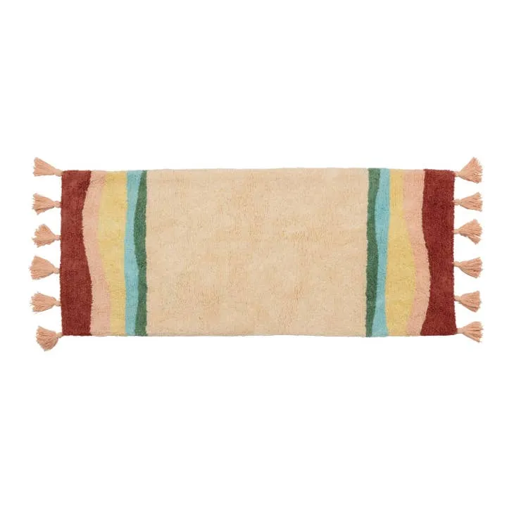 Peachy Parrot 100% Cotton Bath Mat Runner - Rainbow