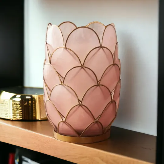 Pink & Gold Capiz Candle Holder