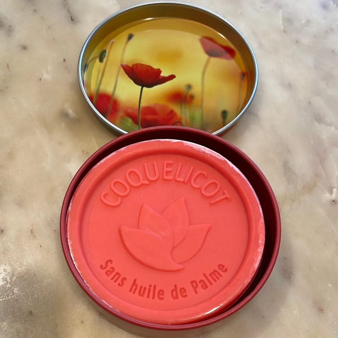 Poppy Scented Soap 100g in Tin Savon Coquelicot