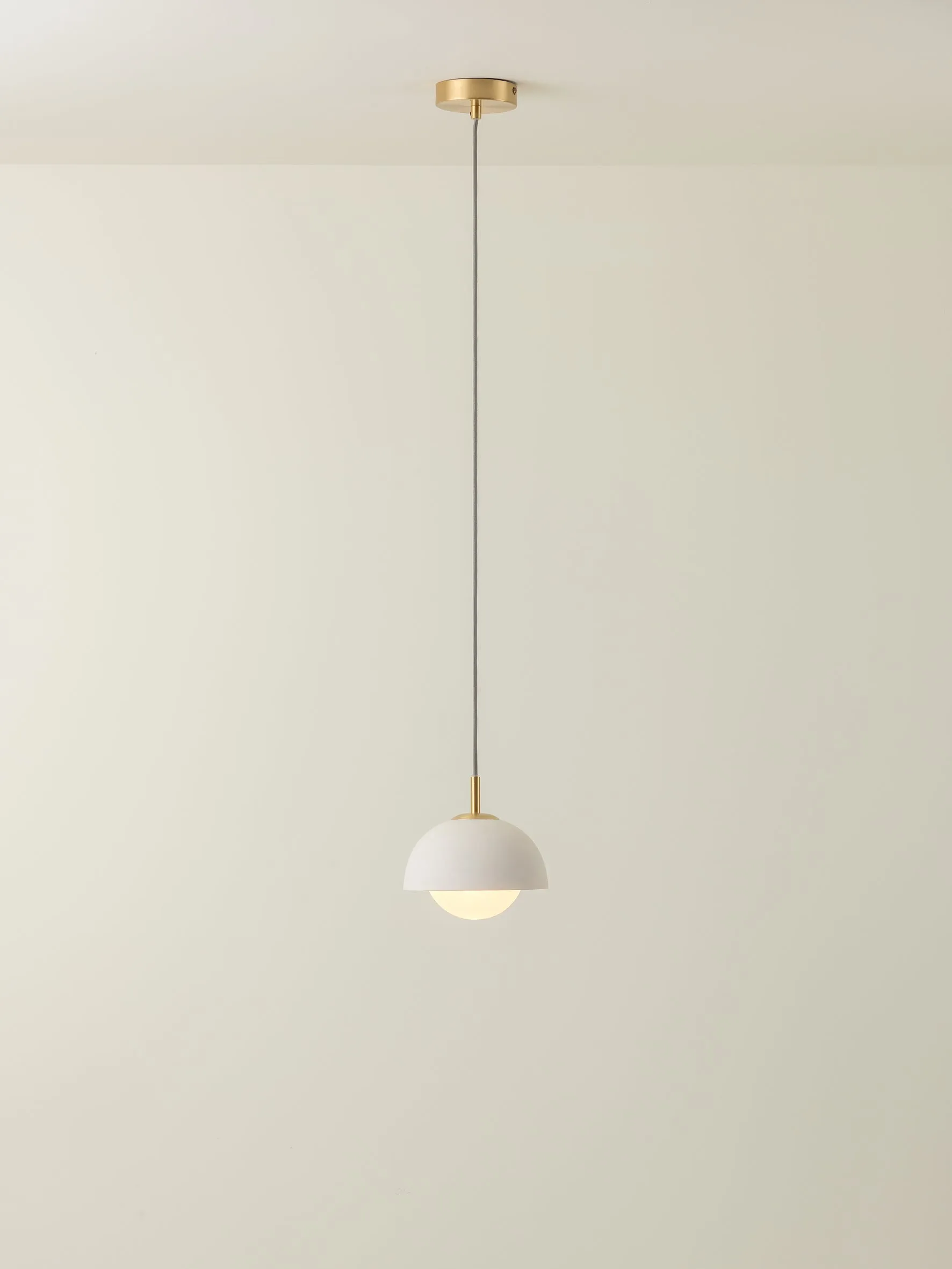 Porsa - 1 light brushed brass and warm white porcelain pendant