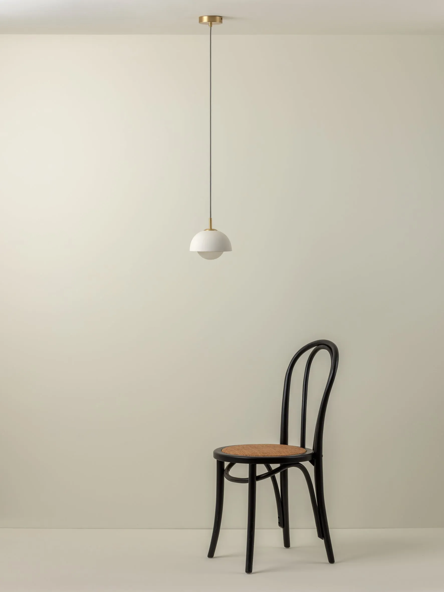 Porsa - 1 light brushed brass and warm white porcelain pendant