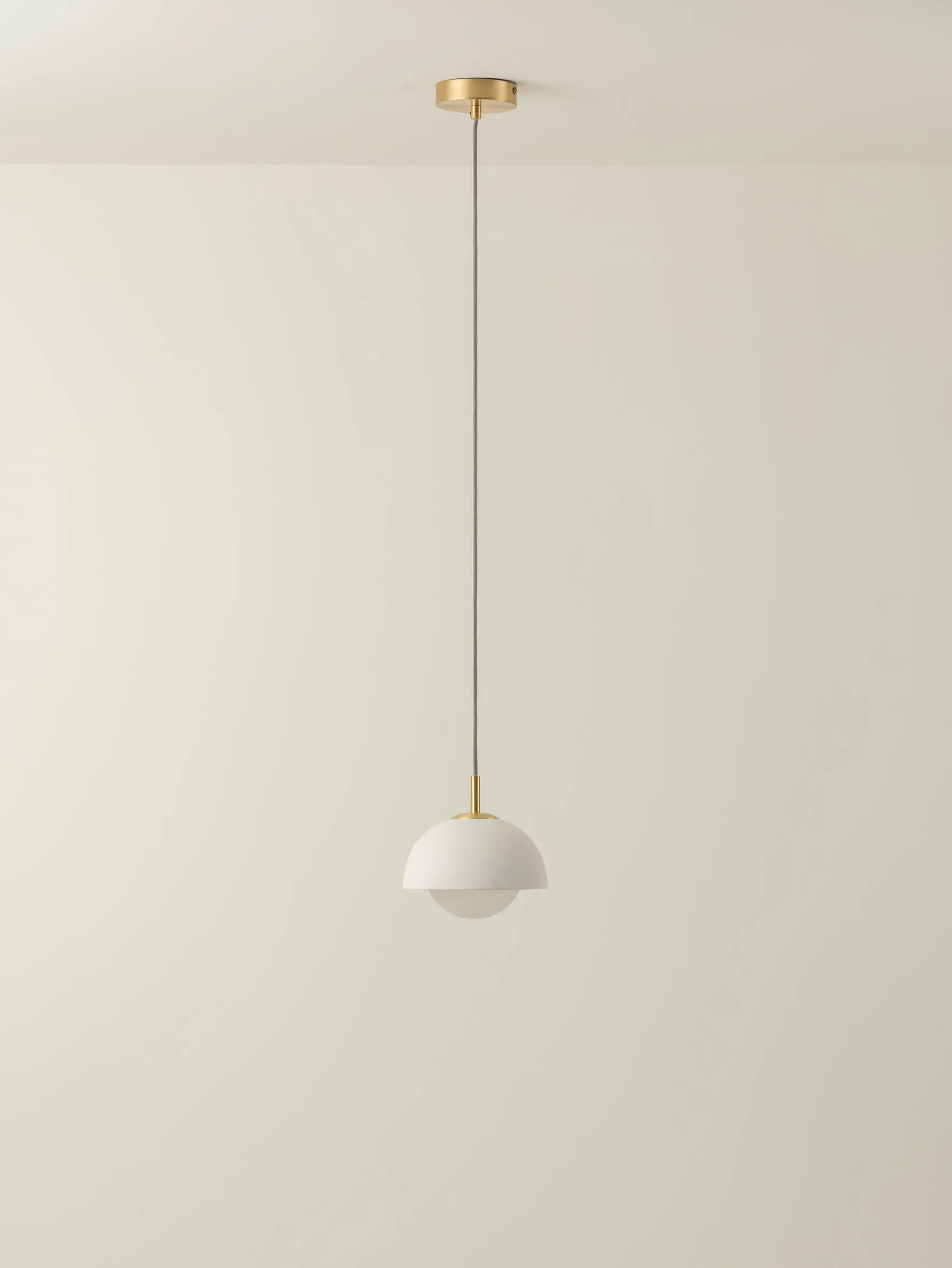 Porsa - 1 light brushed brass and warm white porcelain pendant