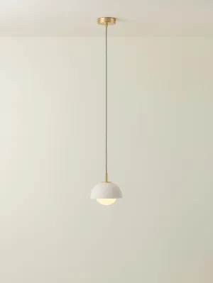 Porsa - 1 light brushed brass and warm white porcelain pendant