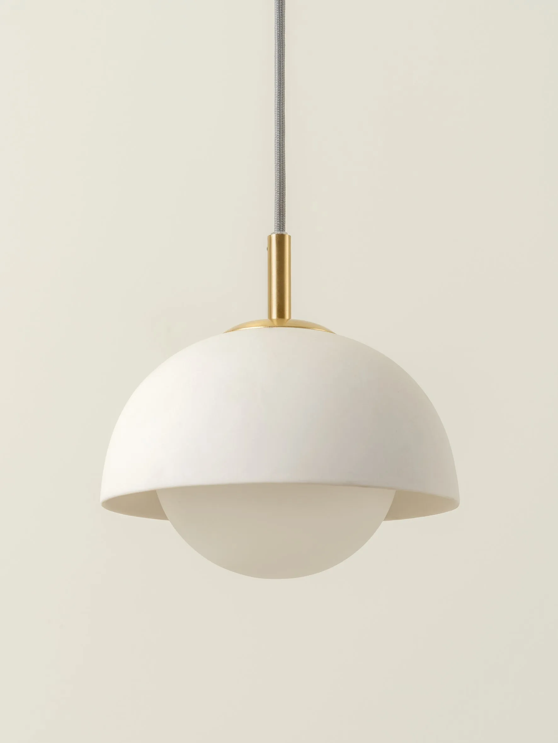 Porsa - 1 light brushed brass and warm white porcelain pendant