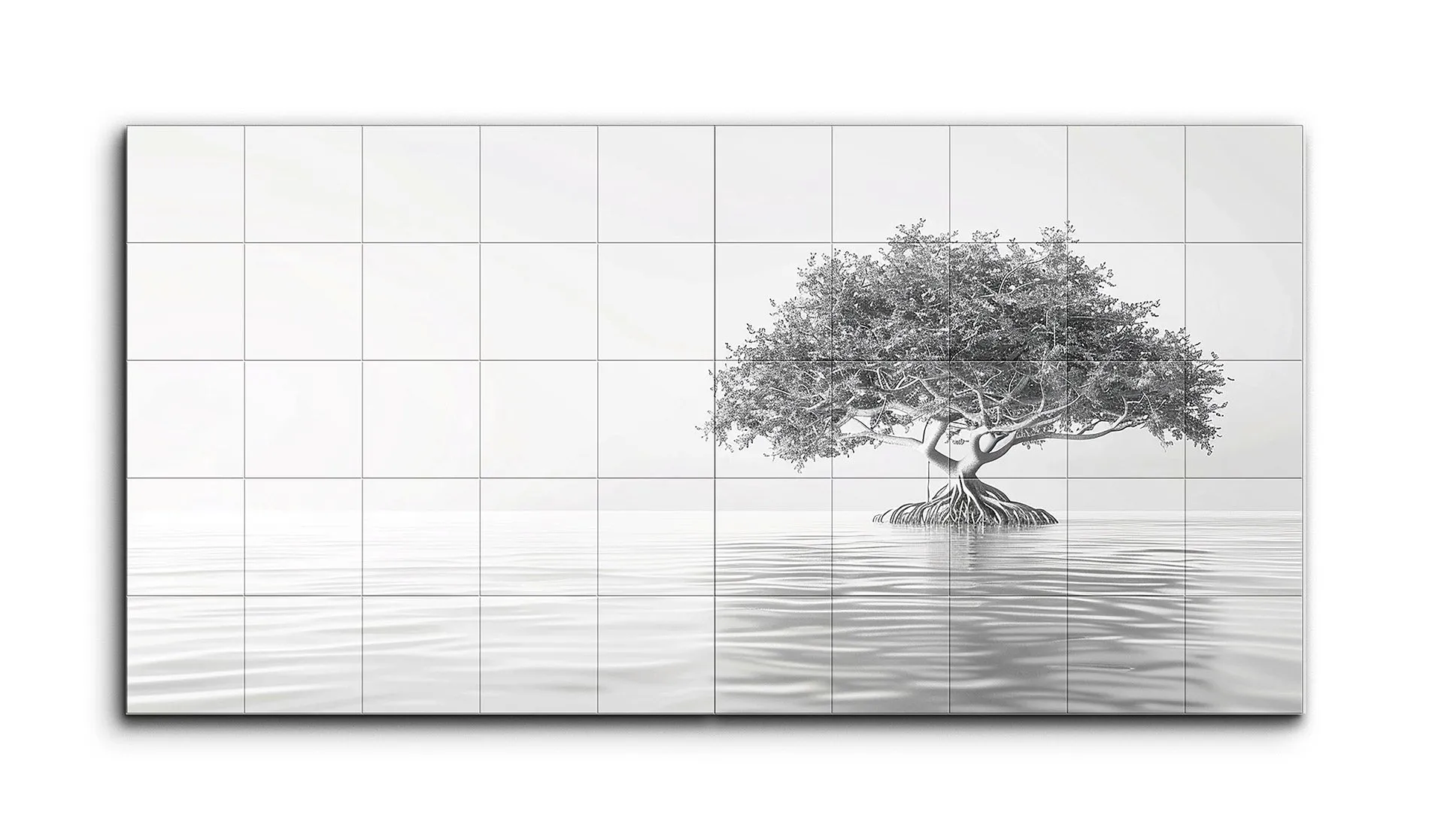 Reflective Solitude: Monochrome Tree Diptych