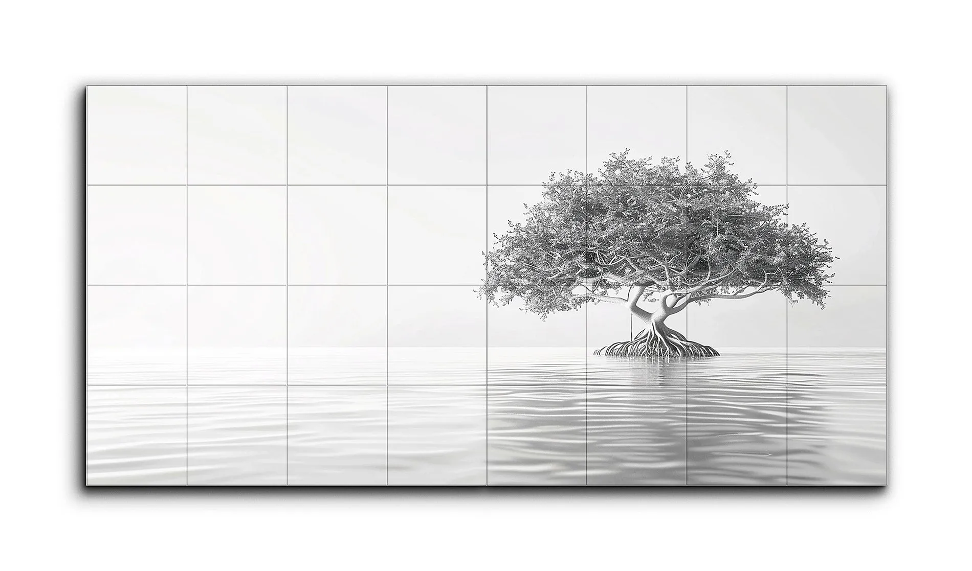 Reflective Solitude: Monochrome Tree Diptych