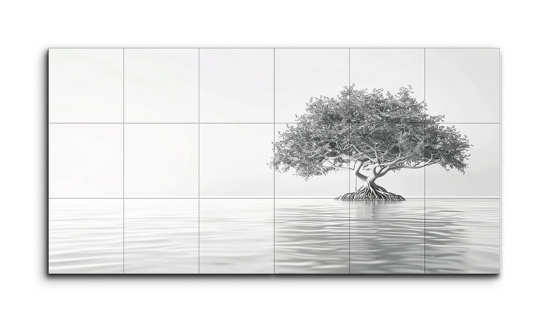 Reflective Solitude: Monochrome Tree Diptych