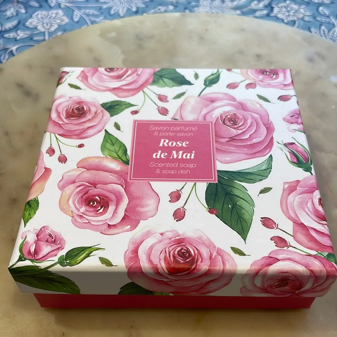 Rose Scented Soap and Soap Dish Gift Set