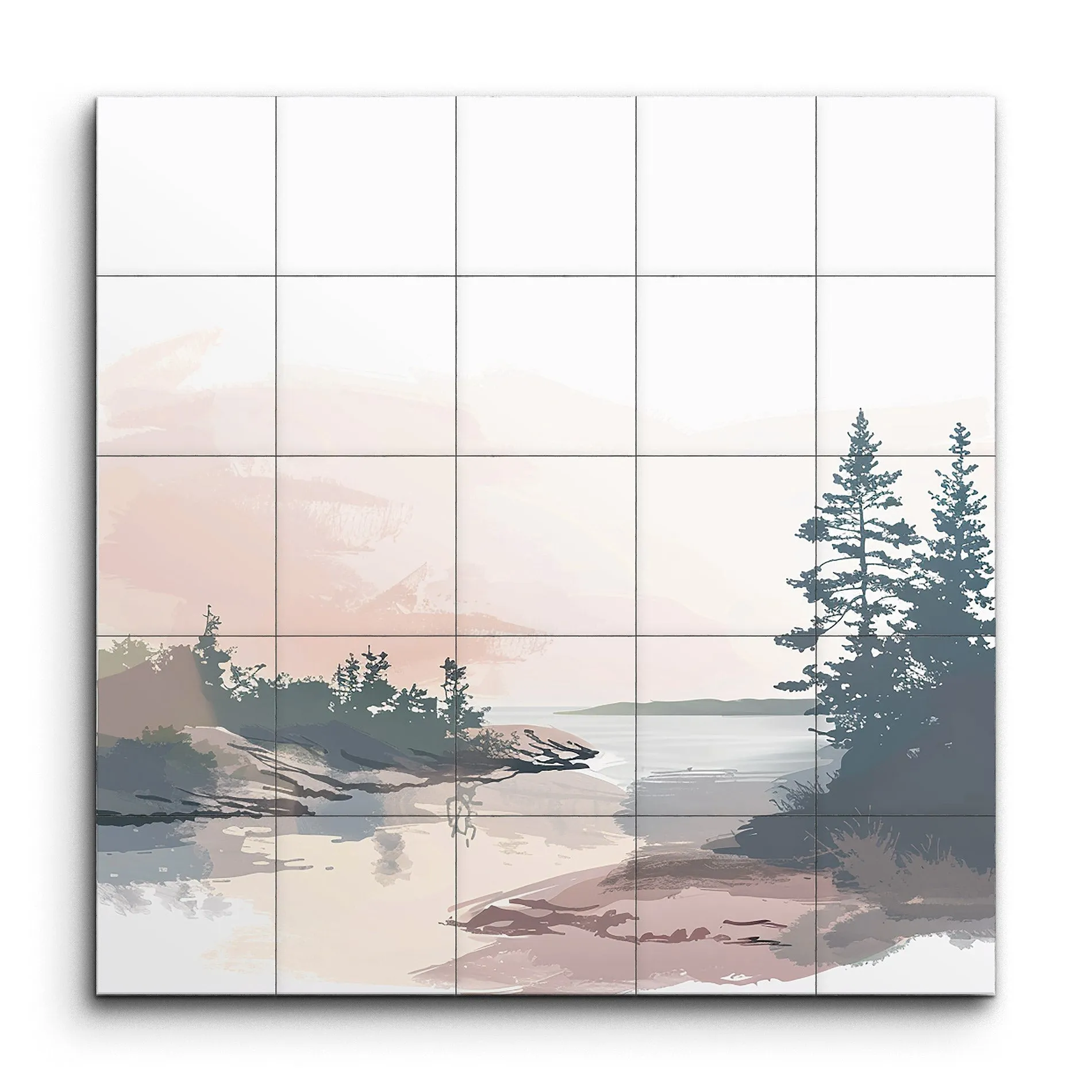 Serene Pastel Landscape: Tranquil Reflections