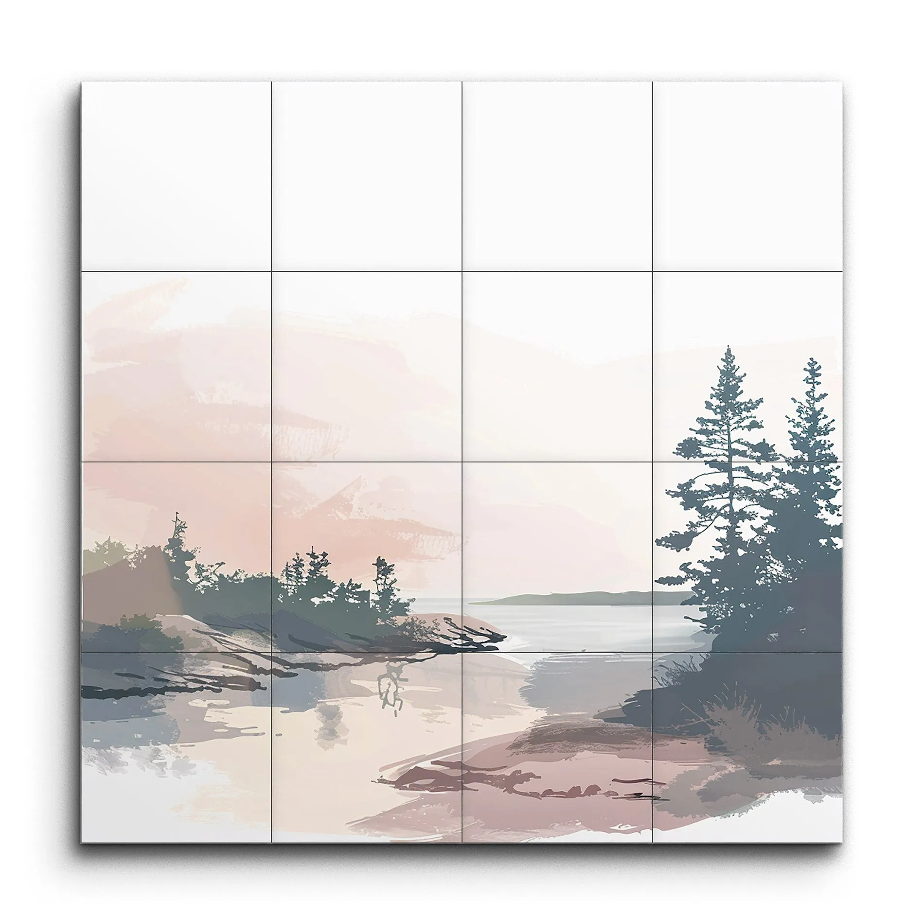 Serene Pastel Landscape: Tranquil Reflections