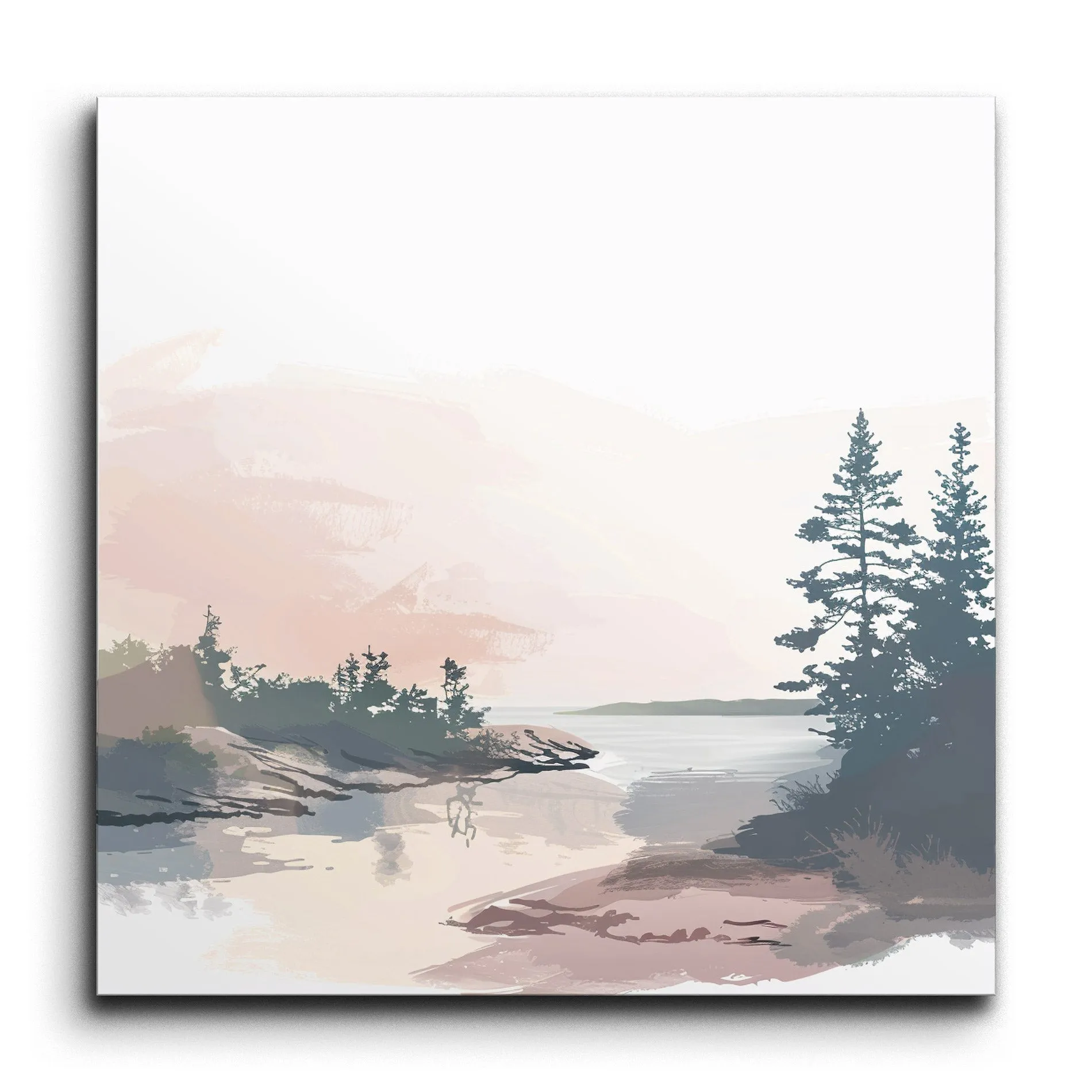 Serene Pastel Landscape: Tranquil Reflections