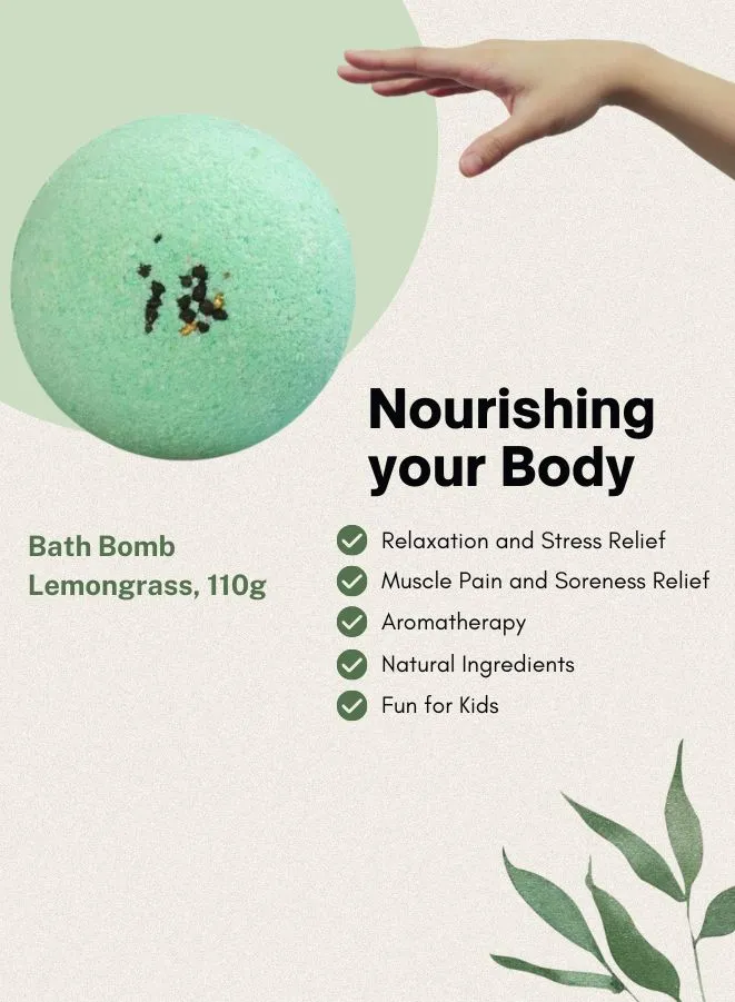 Soap&Friends Lemon Grass Fizzy Bath Bomb Refreshing Citrus Experience, 110g