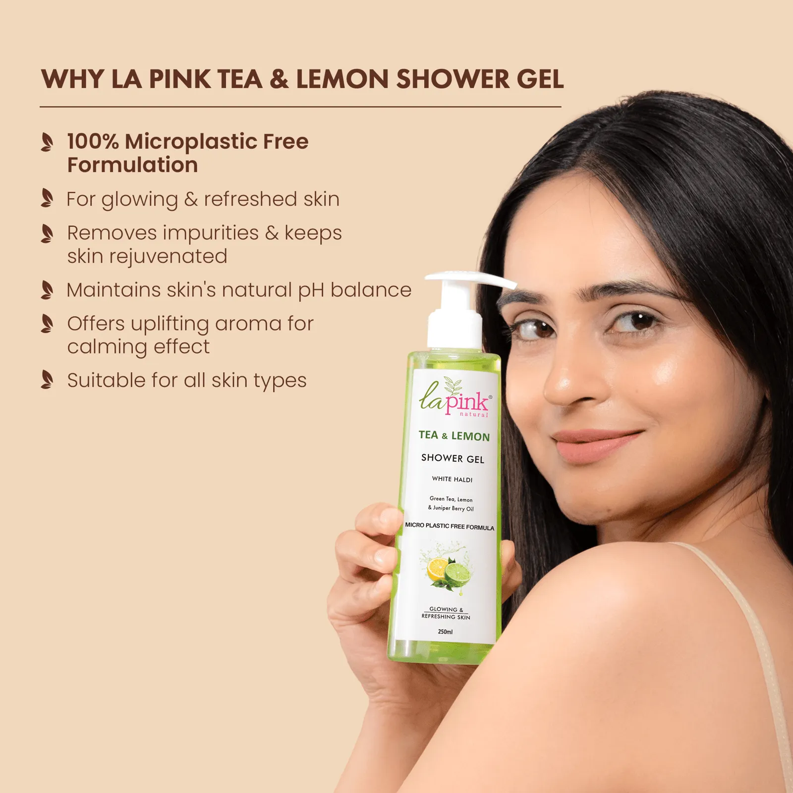 Tea & Lemon Shower Gel with White Haldi for Glowing and Refreshing Skin