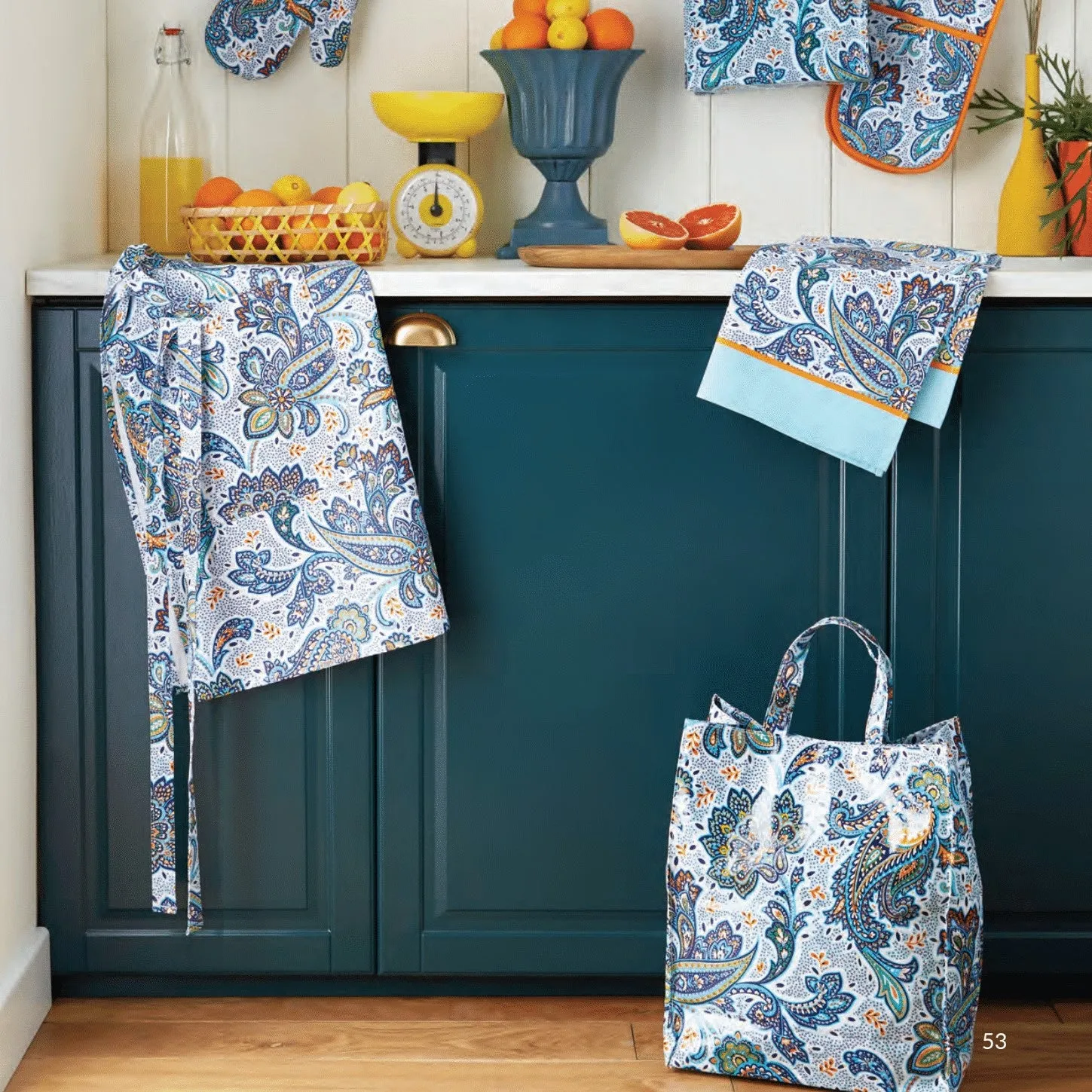 Ulster Weavers Cotton Apron - Italian Paisley (100% Cotton, Blue)