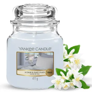 Yankee Calm and Quiet Place Glass Jar Candle (9.49 cm x 9.49 cm x 13.79 cm, Purple)