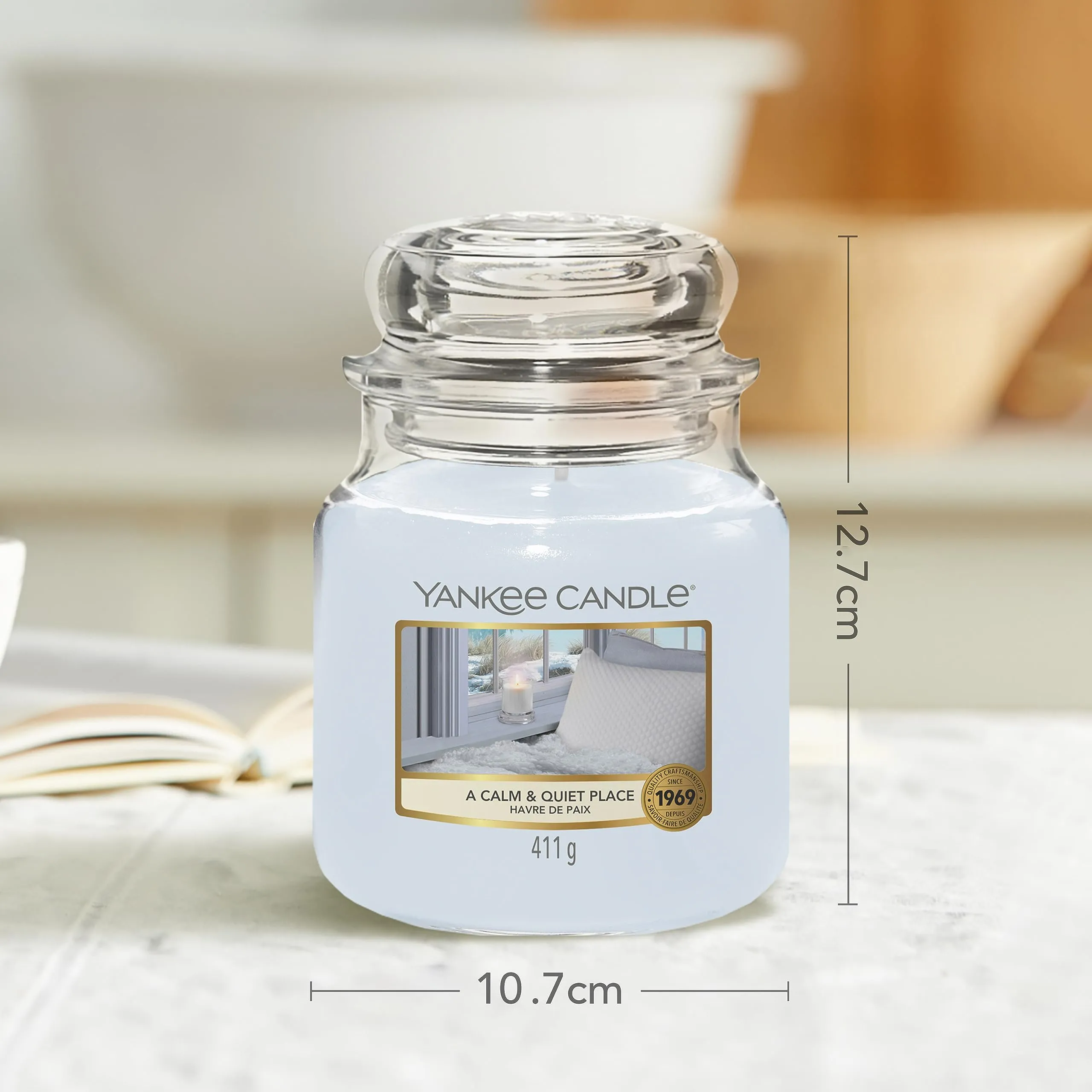 Yankee Calm and Quiet Place Glass Jar Candle (9.49 cm x 9.49 cm x 13.79 cm, Purple)